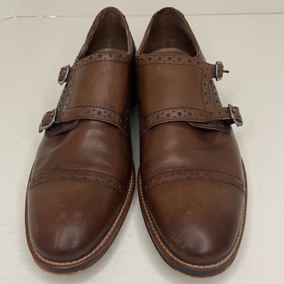 Johnston & Murphy Dress Shoes Men 9.5 M Brown Leather Double Monk Strap Cap Toe - Picture 6 of 15
